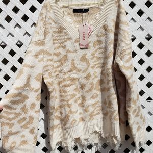 Leopard Sharkbite sweater NWT
